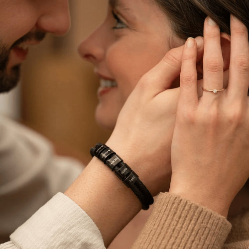 BRACELETE DE COURO NOMES™ PERSONALIZADO - Presente para o papai