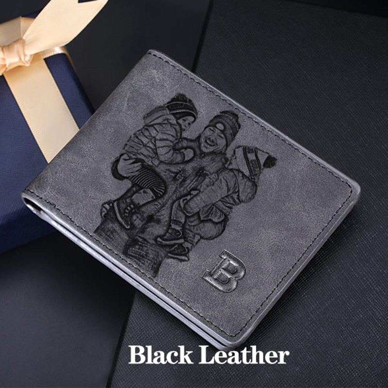 Carteira Black Leather de Couro Personalizada com Foto - Presente Dia dos Pais