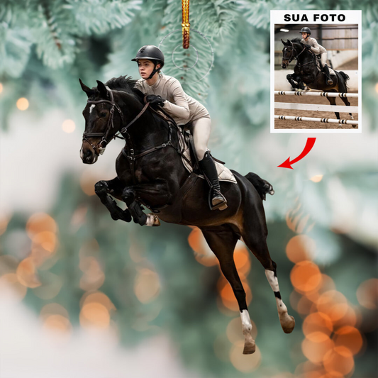 Cavalo de montaria - Ornamento de Acrílico com foto personalizada - Compre 2 e Leve 3 + Frete Grátis