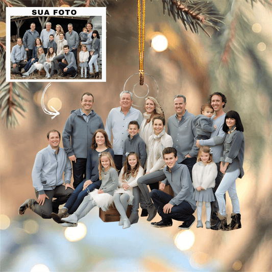 Enfeite de Foto Personalizado Família - Presente de Natal para Membros da Família
