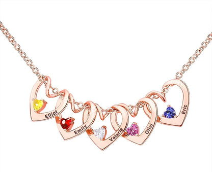 Colar Coração de Amor com Pedra do Nascimento para Mãe