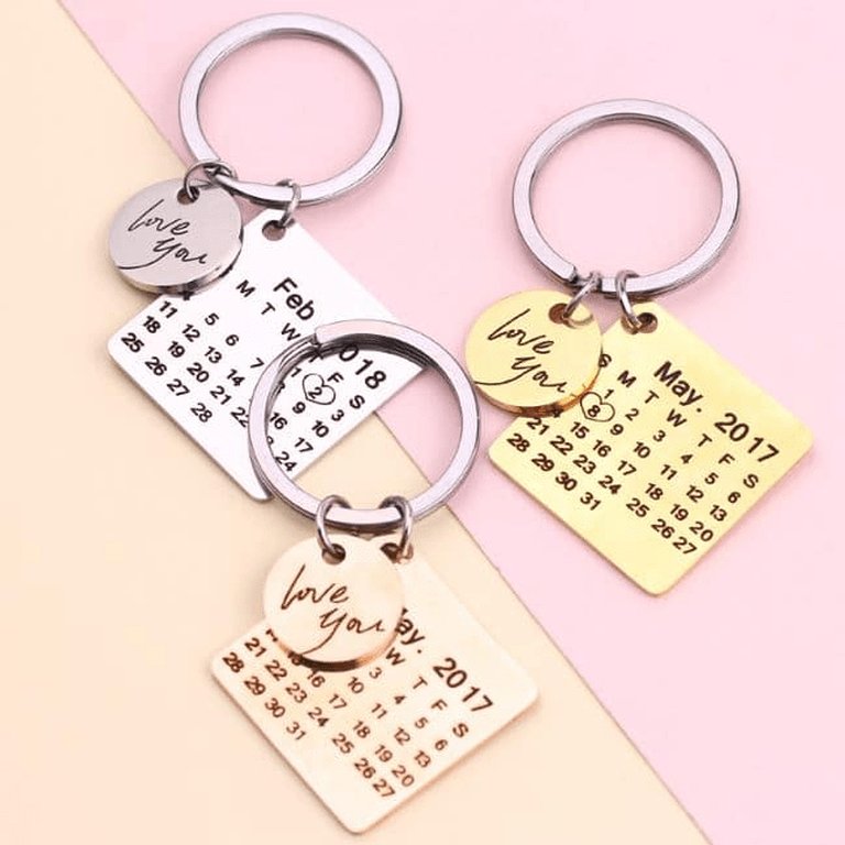 Chaveiro Calendário DATA/MÊS/ANO + ESCRITA (até 10 letras)