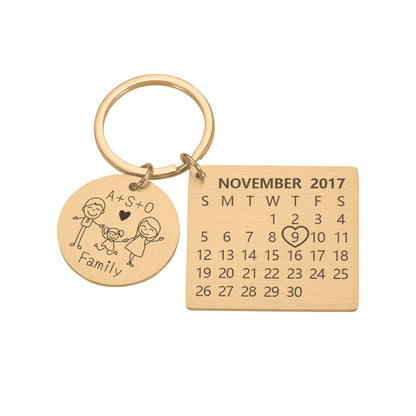 Chaveiro Calendário DATA/MÊS/ANO + ESCRITA (até 10 letras)