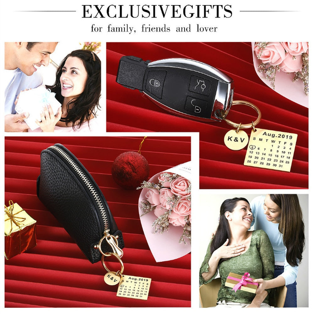 Chaveiro Calendário DATA/MÊS/ANO + ESCRITA (até 10 letras)