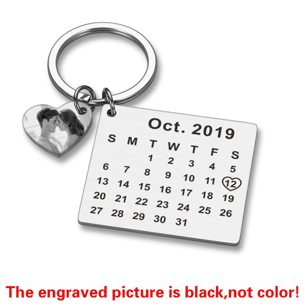 Chaveiro Calendário DATA/MÊS/ANO + ESCRITA (até 10 letras)